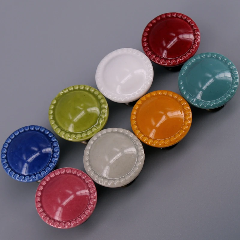 1PC Candy color furniture knobs Oval Button shape Cabinet Door Cupboard Drawer handle pull decorative ceramic knobs and pulls