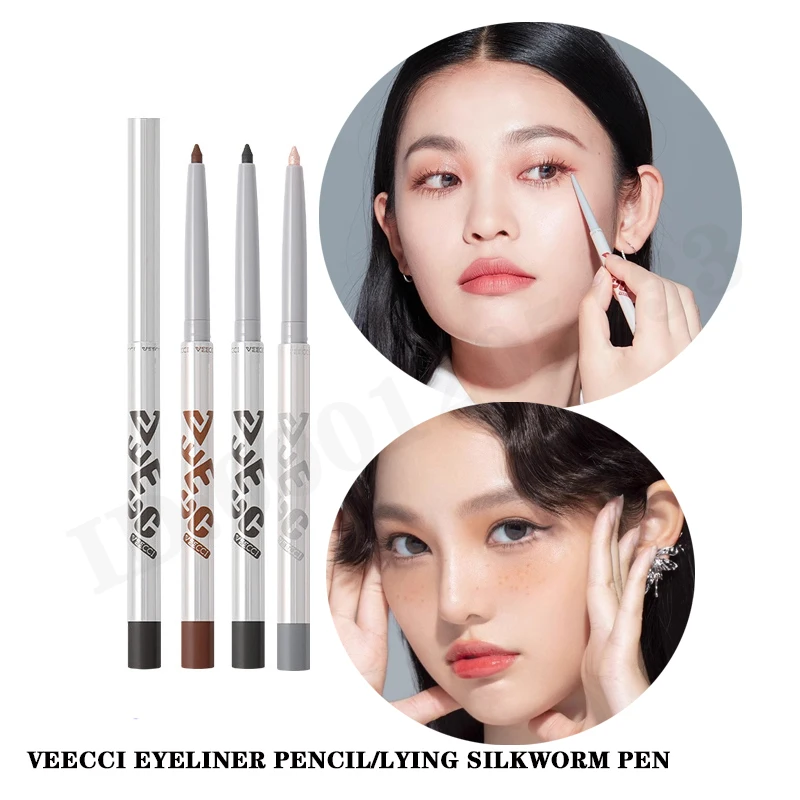 VEECCI Eyeliner Pencil Lying Silkworm Pen Longlasting Non-smudge Automatically Rotate Eyeliner Pen Waterproof Sweatproof Makeup