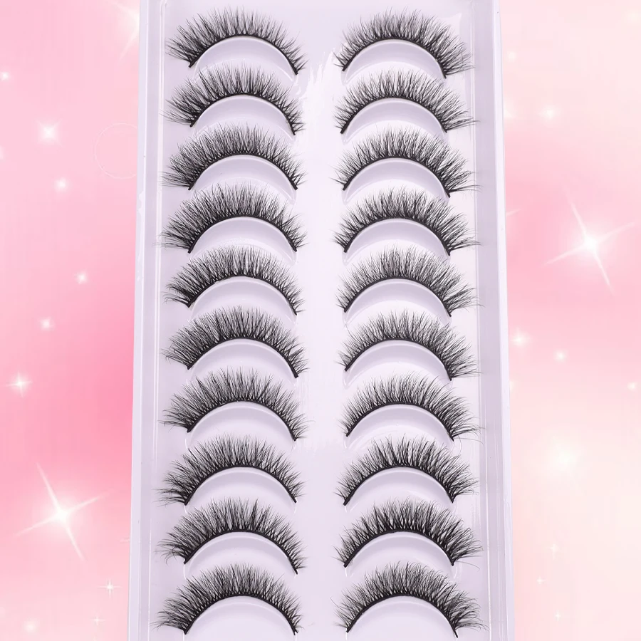 8D ふわふわカーリーフルつけまつげ 10 組、長持ち、ナチュラル、ドラマチック、フルつけまつげ、アイメイクに使用