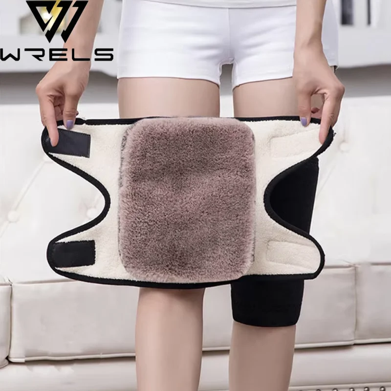 Adjustable Elastic Winter Knee Pads Thickened Soft Fleece Knee Support Protector Unisex Skiing Hiking Outdoor Knee Sleeves