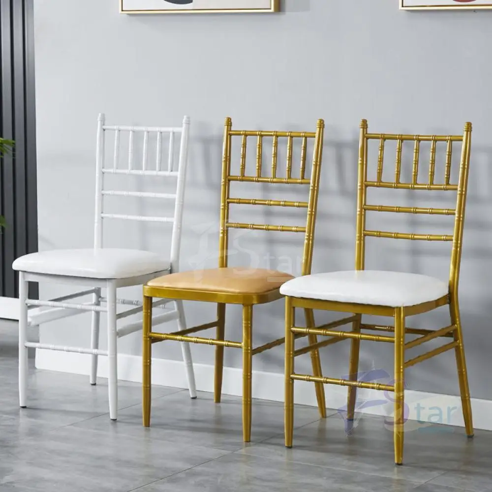 Wholesale Cheap White Gold Metal Iron Stackable Wedding Event Chiavari Napoleon Tiffany Chair For Wedding Reception