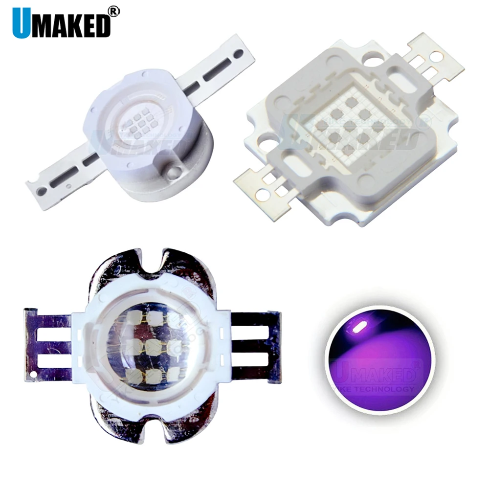 5pcs 10W 45mil chip High Power LED beads COB Diode LED chips  UV365/370/380/390/400/410nm purple/UV for led bulb light spotlight