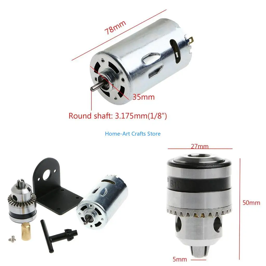 Y3NA New Hand Drill DIY Lathe Press 555 Motor for w/ 1/8