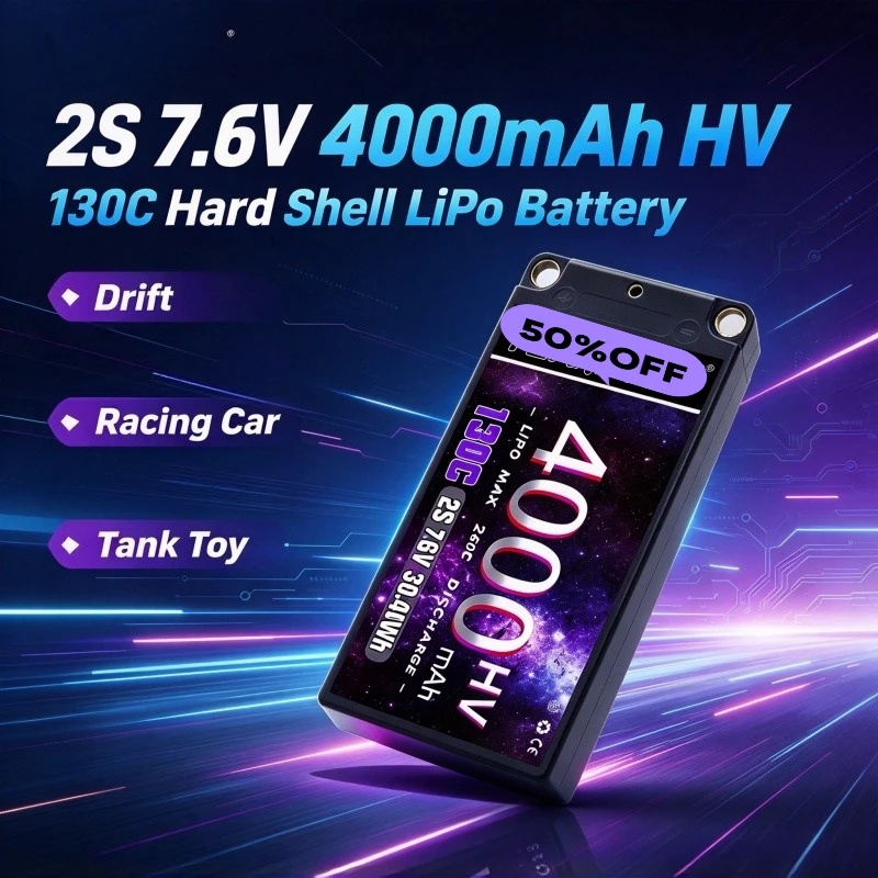 2S 7.6V 4000mAh 130C Drift Big Foot Remote Control Racing Model Car Tank Toy Hard Shell Lipo Battery