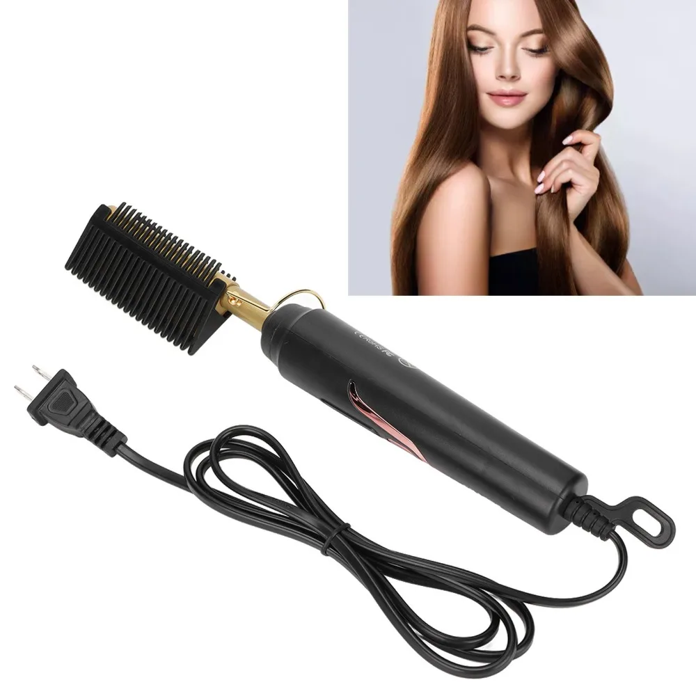 Quick Heating Electric Hair Straightening Comb 360 Rotating Cord Shiny Silky Hair Straightener Brush Electric Portable