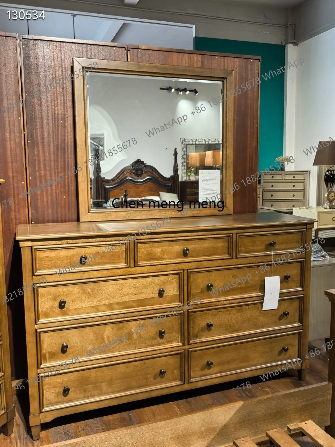 

American vintage dressing table mirror dressing table Russian birch veneer cherry veneer