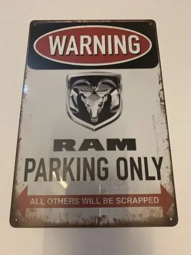 Warning RAm Truck Parking Only Metal Sign Logo Rustic Vintage Look-Aluminum-tin sign