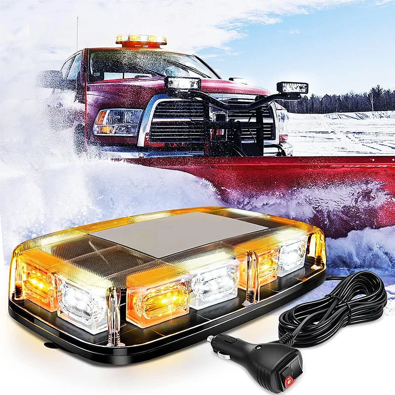 Roof Top Strobe Lights 48LED Emergency Safety Hazard Warning Light LED Flashing Light Bar Magnetic Mount for 12V 24V Car Truck