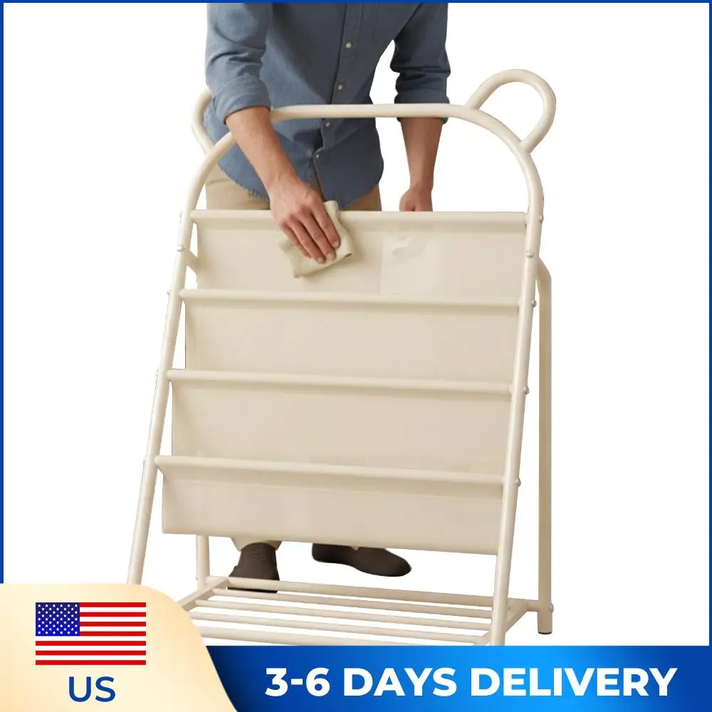 

4-Tier Kids Bookshelf 60x37x96cm Metal Kid Display Bookshelves for Baby Corner Library Room Classroom Playroom