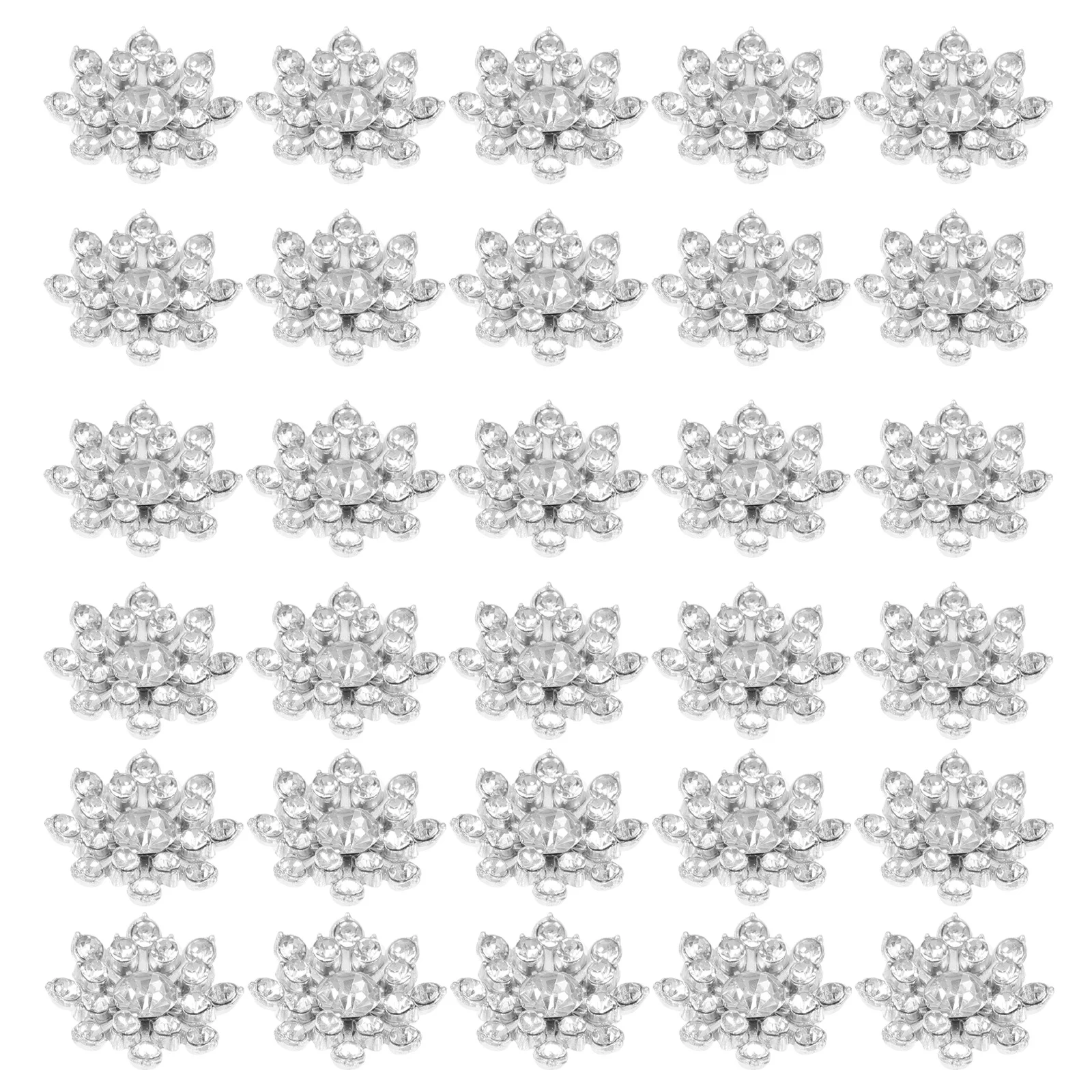 

30Pcs Snowflake Rhinestone Buttons Decorative Metal Buttons Sewing DIY Clothing Accessories Multipurpose Craft Supplies