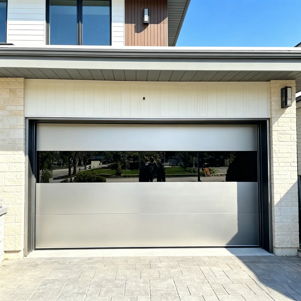 Fashion Wood Grain Color Aluminum Alloy Anti Theft Garage Door Automatic Motor with Safety Sensor System Automatic Garage Doors