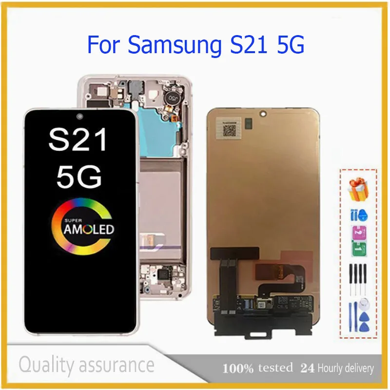 S21 5G AMOLED Screen Replacement For Samsung S21 G991B SM-G991B/DS SM-G991U Lcd Display Digital Touch Screen with Frame