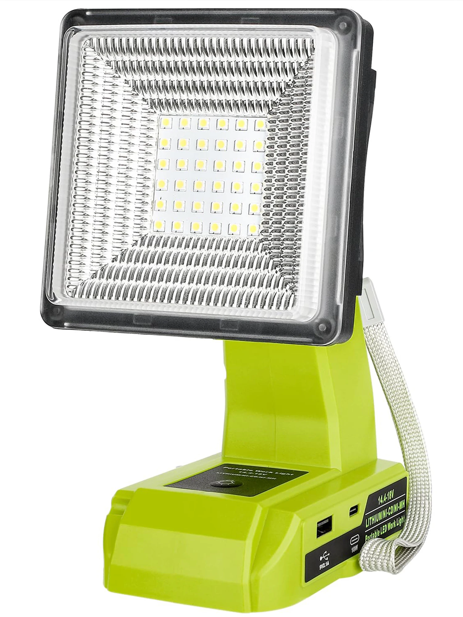 Cordless LED Work Light for Ryobi 18V Battery 25W LED Floodlight with USB-A Fast Charging Port for Jobsite Car Repairing Camping