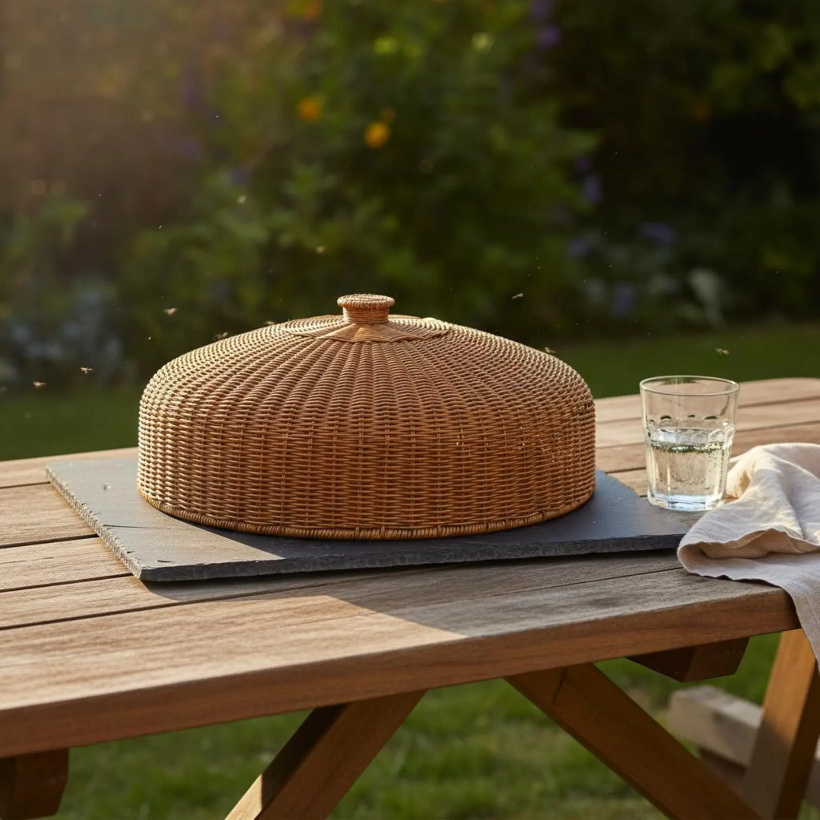 Couverture alimentaire en rotin anti-insectes, couvercle de plat en rotin, panier de service en osier, anti-poussière, rangement domestique multifonctionnel