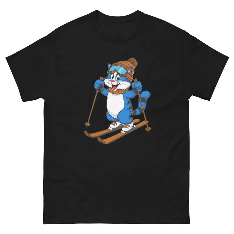 

Blue Cat Skiing Fun Ski Skier T Shirt