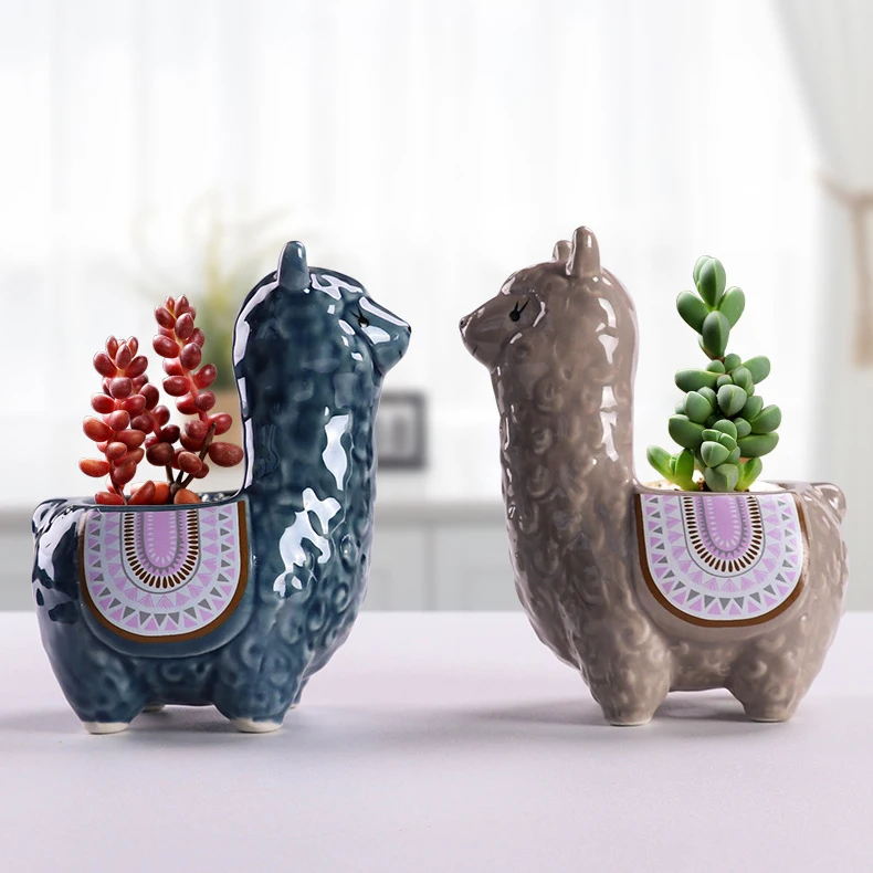 Śliczne alpaki doniczka doniczka na sukulenta sadzarka ceramiczna Home Decor dekoracja wnętrz ozdoby na biurko Bonsai donica na rośliny