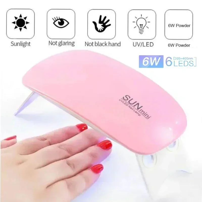 Lâmpada UV portátil do prego do diodo emissor de luz para o salão, secagem rápida, máquina do secador do prego do USB para curar todo o gel, ferramentas Home Phototherapy recarregáveis, 3W