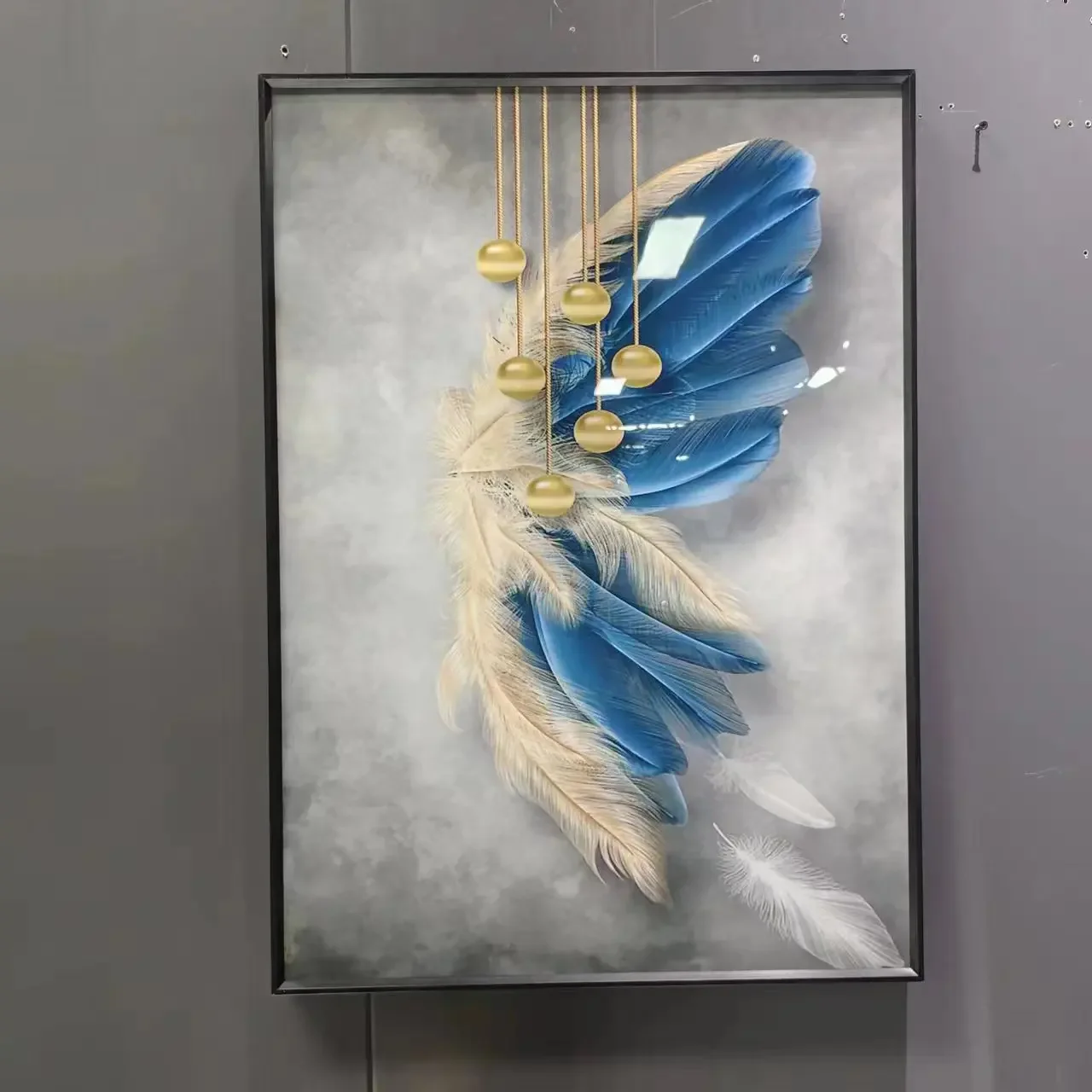 

-60X80cm Modern Decorative Crystal Porcelain Wall Painting Art For Living Room Aluminum alloy frame Gallery hanging painting