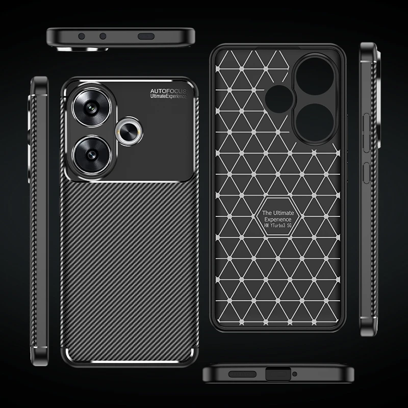 For Xiaomi Poco F6 Case Bumper Anti-knock Soft TPU Silicone Carbon Fiber Back Case For Poco F6 M6 X6 Pro Cover For Poco F6 Case