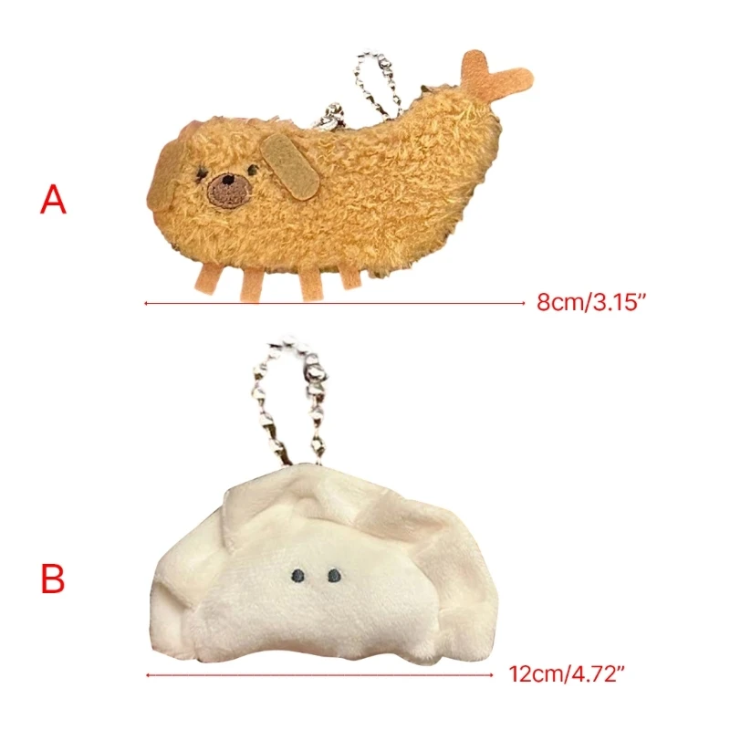 Y1UB – porte-clés en peluche Tempura Dumplings, pendentifs petit porte-clés 8cm