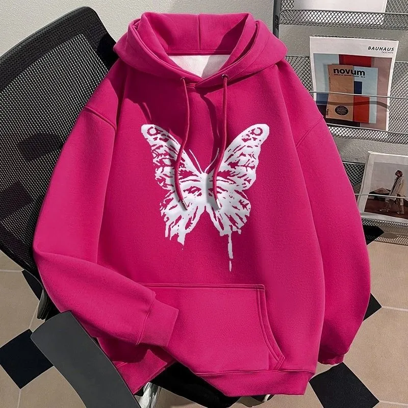 Fashionable High Street Retro Hooded Hooded Sweatshirt for Women Autumn and Winter and New Fleece Thickened Loose Lazy Style Top