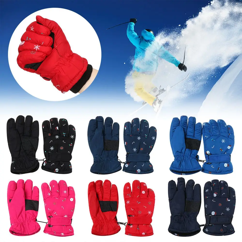 Mountaineering Non-slip Thicken Warm Children Kids Snow Snowboard Children Ski Gloves Long-sleeved Mitten Windproof Waterproof