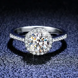 8MM Moissanite Ring Moissanite Diamond Halo Engagement Ring 925 Sterling Silver Promise Wedding Band For Women