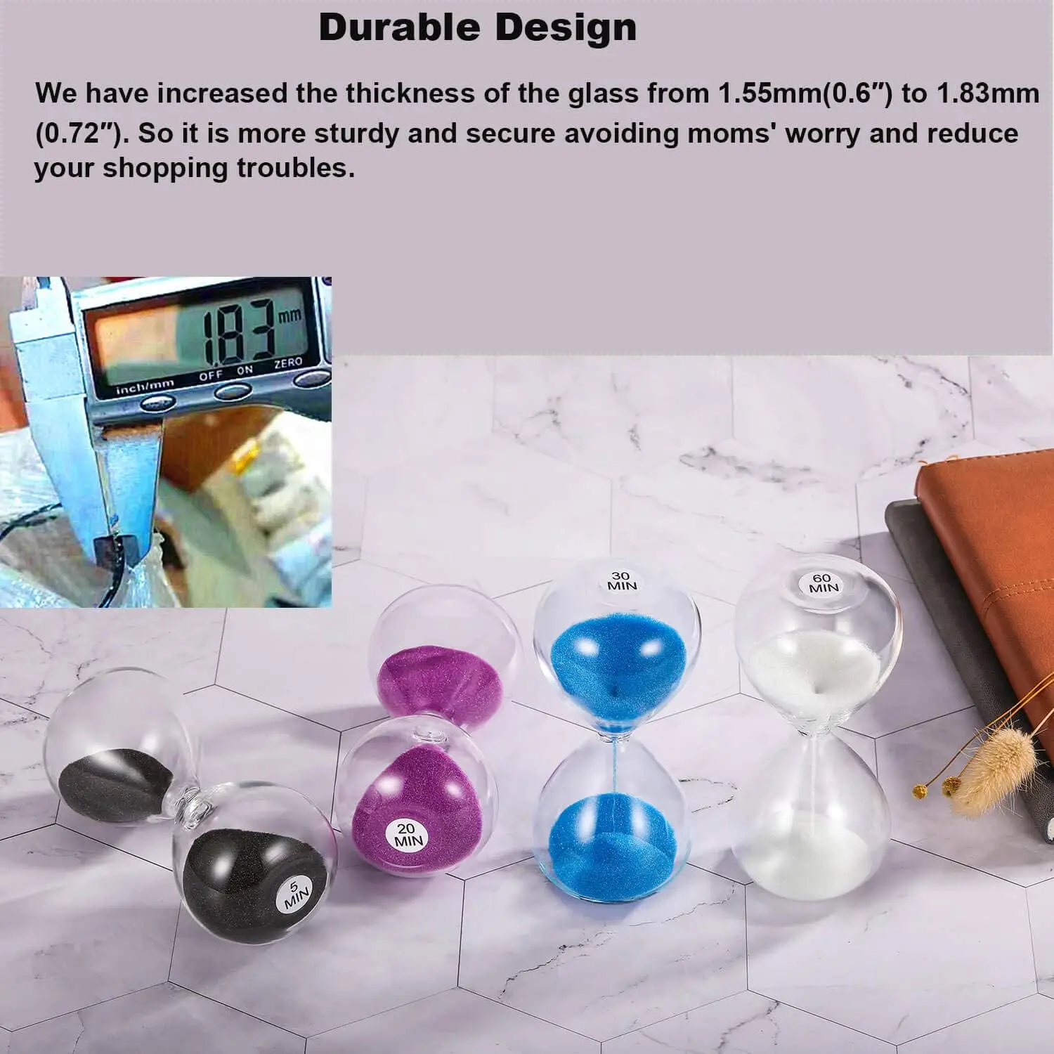 60min Hourglass Sand Timers 5/30min Sand Watch Hour Glass Clock Sandglass for Time Management Home Office Desks Decor Gift