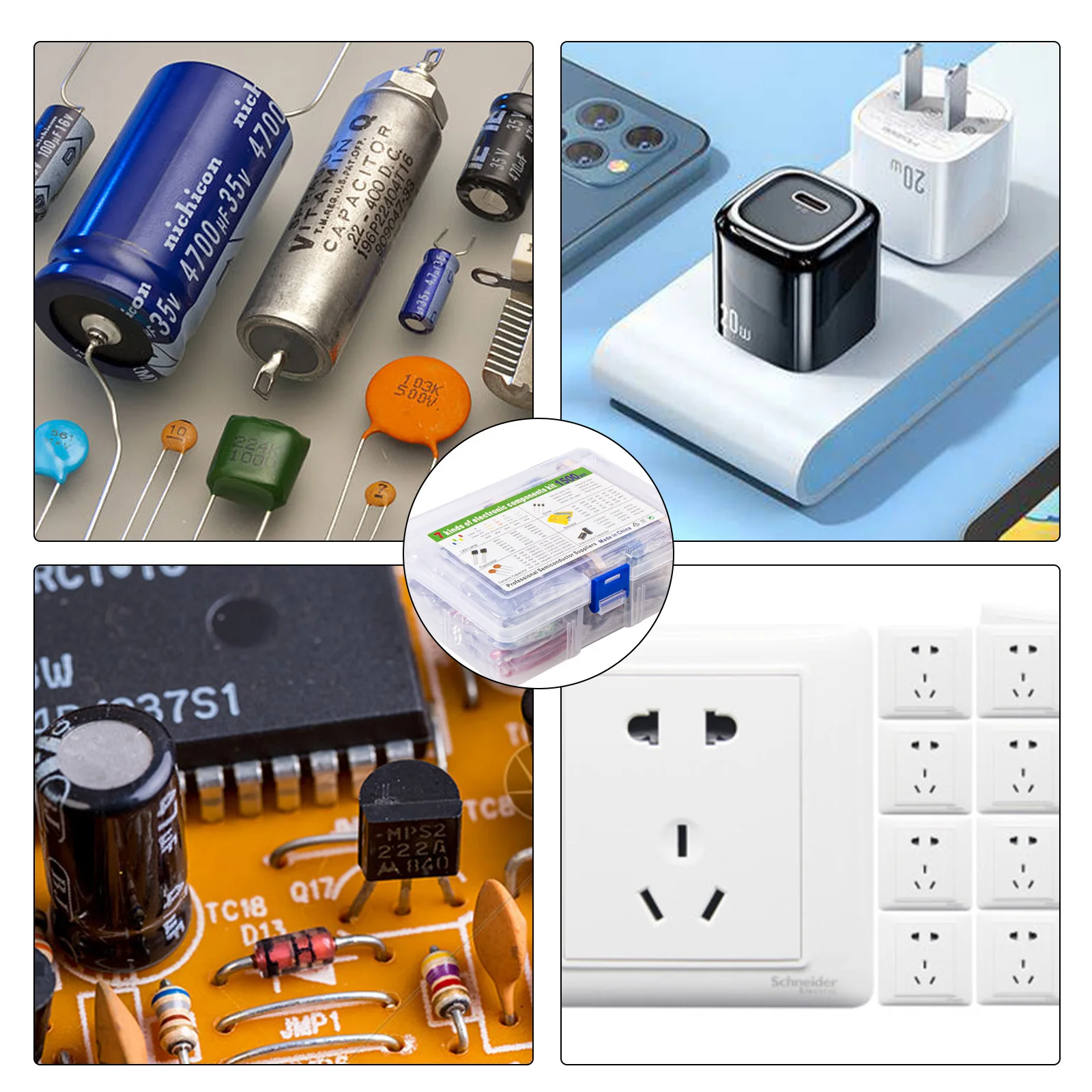 مجموعة متنوعة لمكونات الإلكترونيات ، مكثفات ، Led ، مقوم ، مقاوم ، ترانزستور لاردوينو ، مشروع تصنعه بنفسك ، وقي