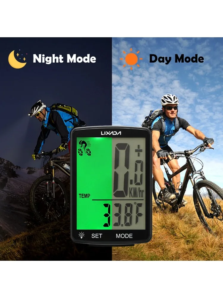 AliExpress LIXADA IPX6 Waterproof Cycle Measurable Temperature Stopwatch Wireless Bike Computer LCD Screen MTB Speedometer Odometer