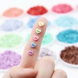 YOMDID 100pcs/Lot Heart Shaped Buttons Colorful 2 Holes Resin Mini Button DIY Doll Clothes Cute Decor Sewing Accessories 6mm