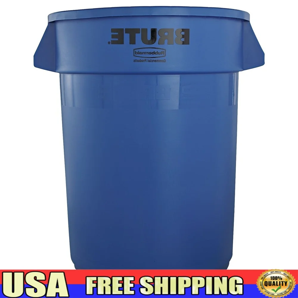 

Durable Heavy-Duty 32 Gallon Round Trash Can Reinforced Rims Built-in Handles Commercial Indoor Outdoor Vented Base Waste