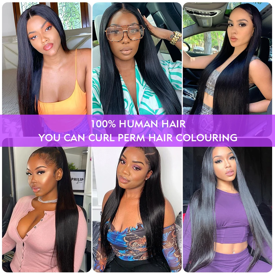 NextFace Brazilian Hair Bundles Silky Straight Human Hair Bundles Natural Color Human Hair Extensions Thick Hair Weaves Bundles