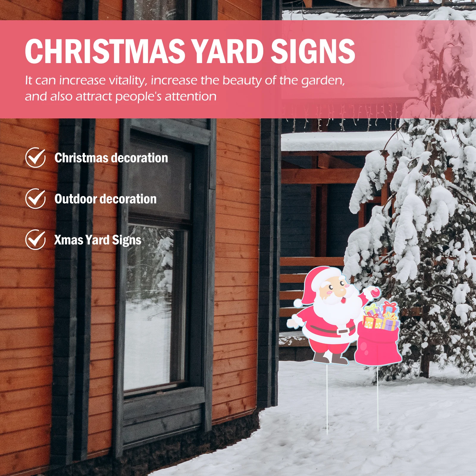 

Christmas Card Winter Garden Inserted Boards Xmas Pathway Signs Stakes Outdoor Yard Outside Decor Decorations