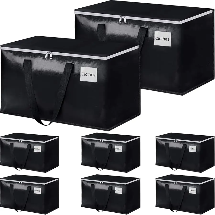 

Heavy Duty Moving Boxes-Moving Bags with Zipper, Reinforced Handles and Tag Pocket-Collapsible Moving Supplies-Totes for Storage