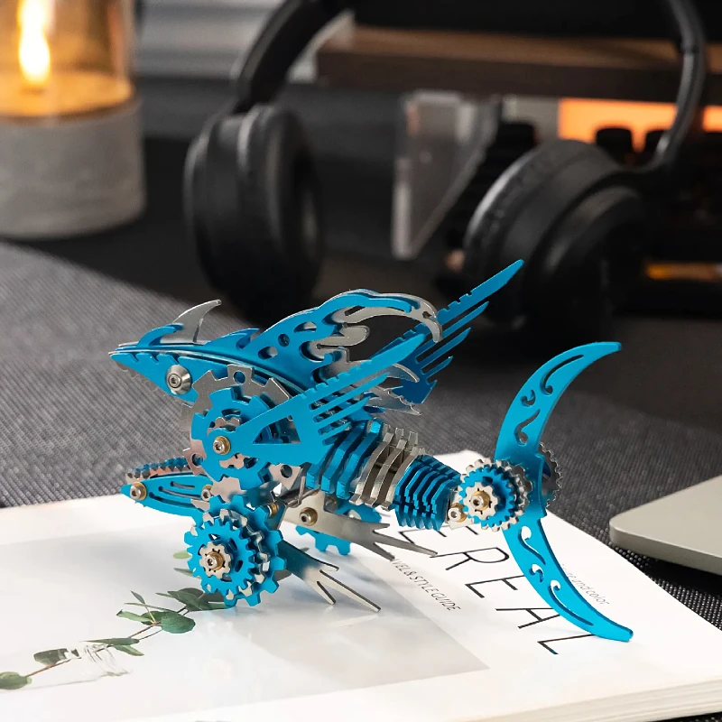 MOKR Walvis, Schorpioen, Zeepaard, Megalodon: 3D metalen puzzel, een uitdagende hersenkraker voor volwassenen, een doe-het-zelfmodel, ideaal als verjaardagscadeau.
