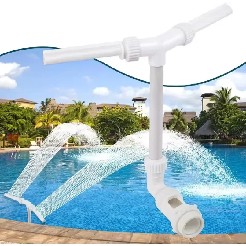 Dual Spray Water Fountain for Swimming Pool Adjustable Waterfall Sprinkler with Fountain Bracket Pool Sprayer