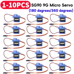 1-10Pcs SG90 9G Miniature Servo Motor Fixed-Wing Micro Gear Servo Motor 180/360 Degrees for Airplane Aeroplane Helicopter