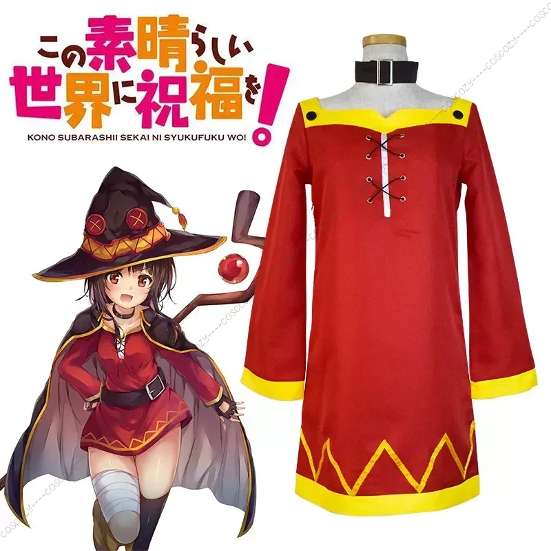 KonoSuba La bendición de Dios en este maravilloso mundo Konosuba Megumin capa vestido uniforme traje peluca Halloween Anime Cosplay disfraces