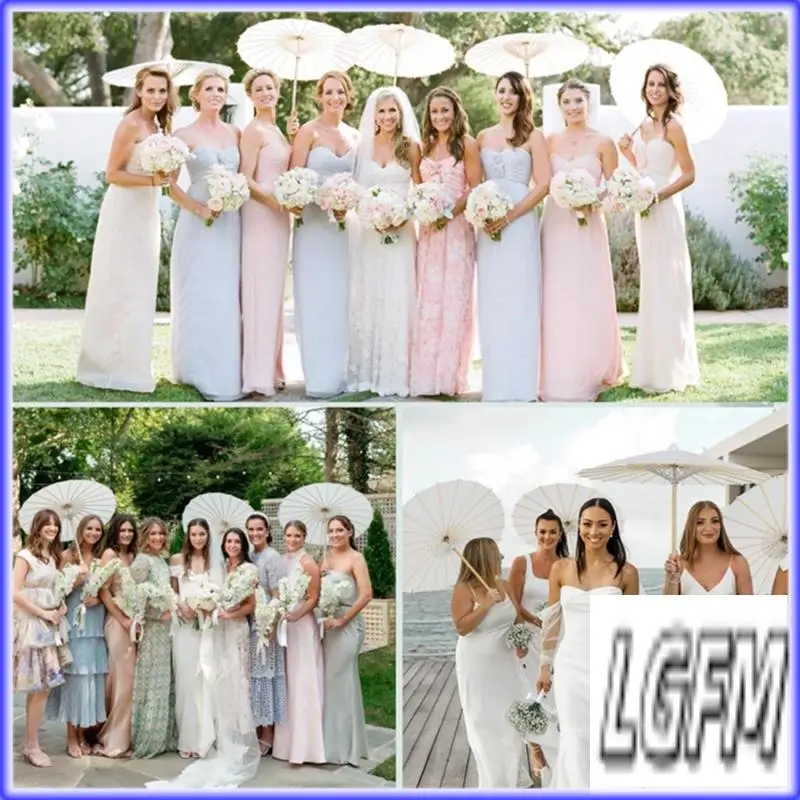 GM-pour décor de fête de mariée de mariage, accessoire de photographie 20 pièces parapluies en papier blanc 19.7 pouces bricolage Parasols en papier huilé