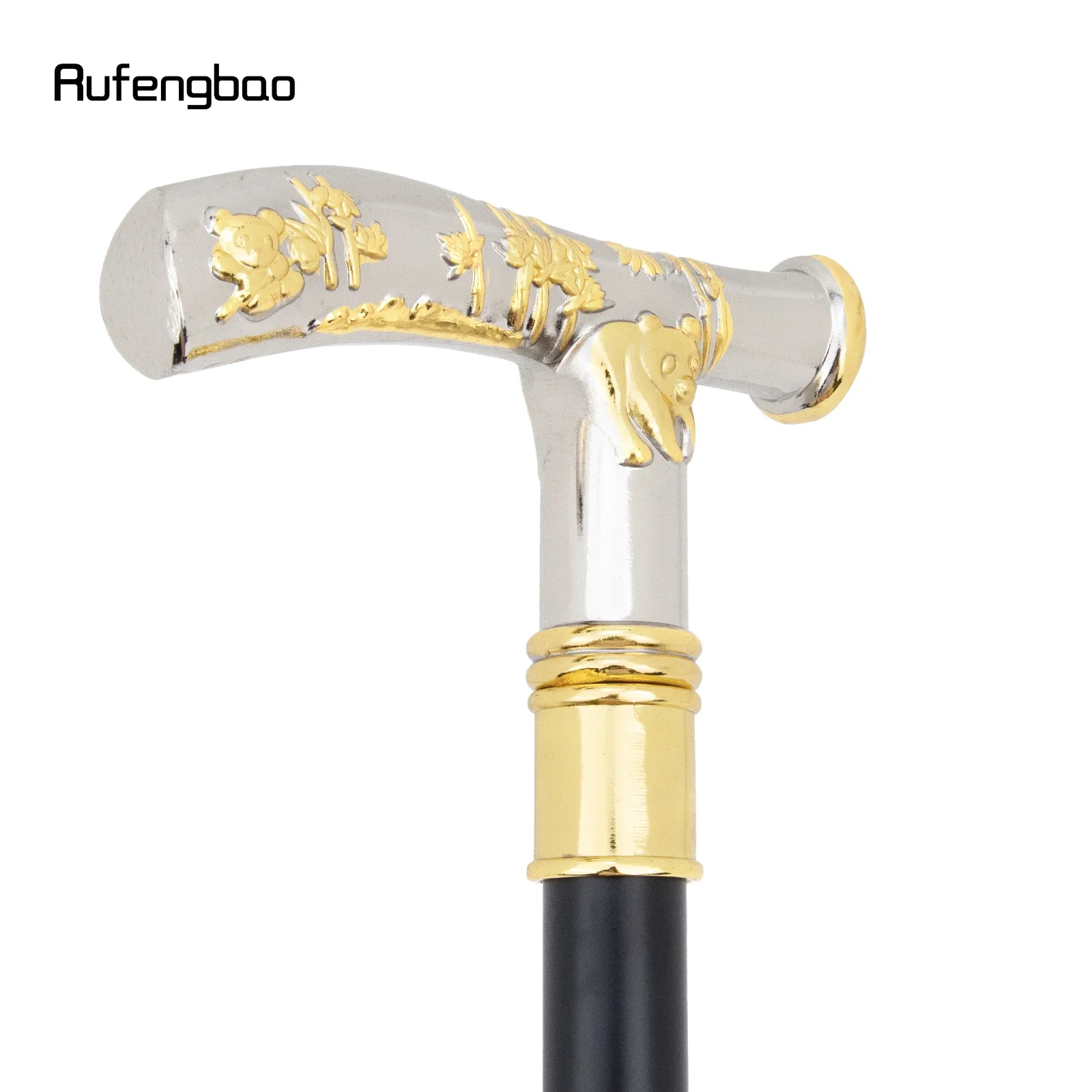 الأبيض الذهبي الباندا البوصلة عصا قصب المشي شهم أنيقة تأثيري قصب مقبض Crosier أداء المرحلة قصب 92 سنتيمتر