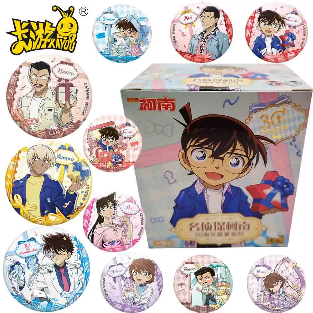 

New Genuine KAYOU Detective Conan Anime Collection Badge Round Cartoon Brooches for Backpack Cothes Accessories Christmas Gifts