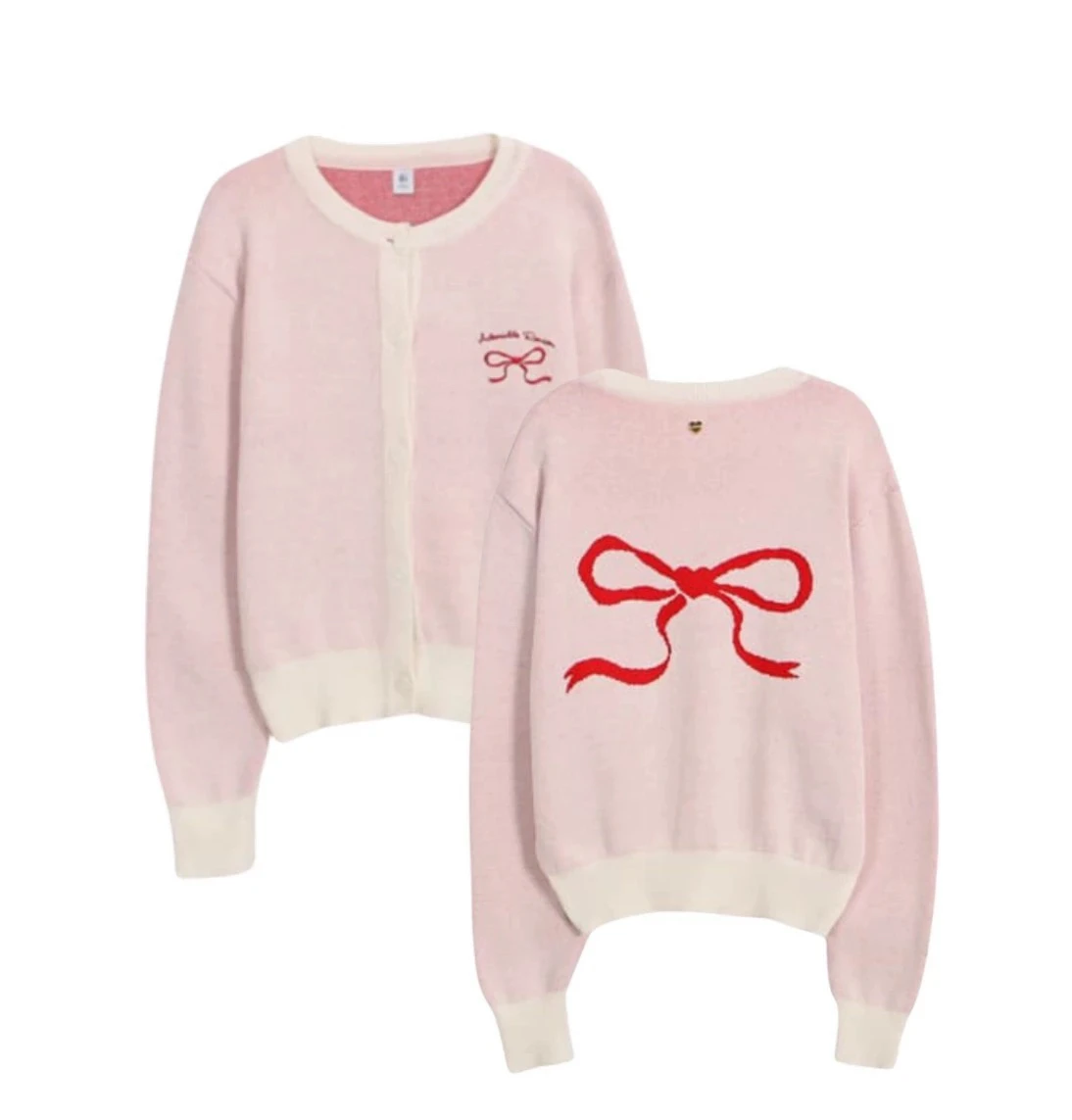 Suéter Cárdigan Corto de Punto con Lazo de Mariposa, Bordado Floral, Corte Hoado, Manga Larga, Cuello Redondo, sor Regular