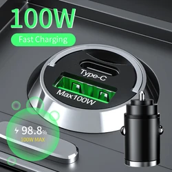 Ładowarka samochodowa 100W szybkie ładowanie PD do IPhone QC3.0 Mini USB typu C Mini ładowarka samochodowa do Samsung Huawei xiaomi