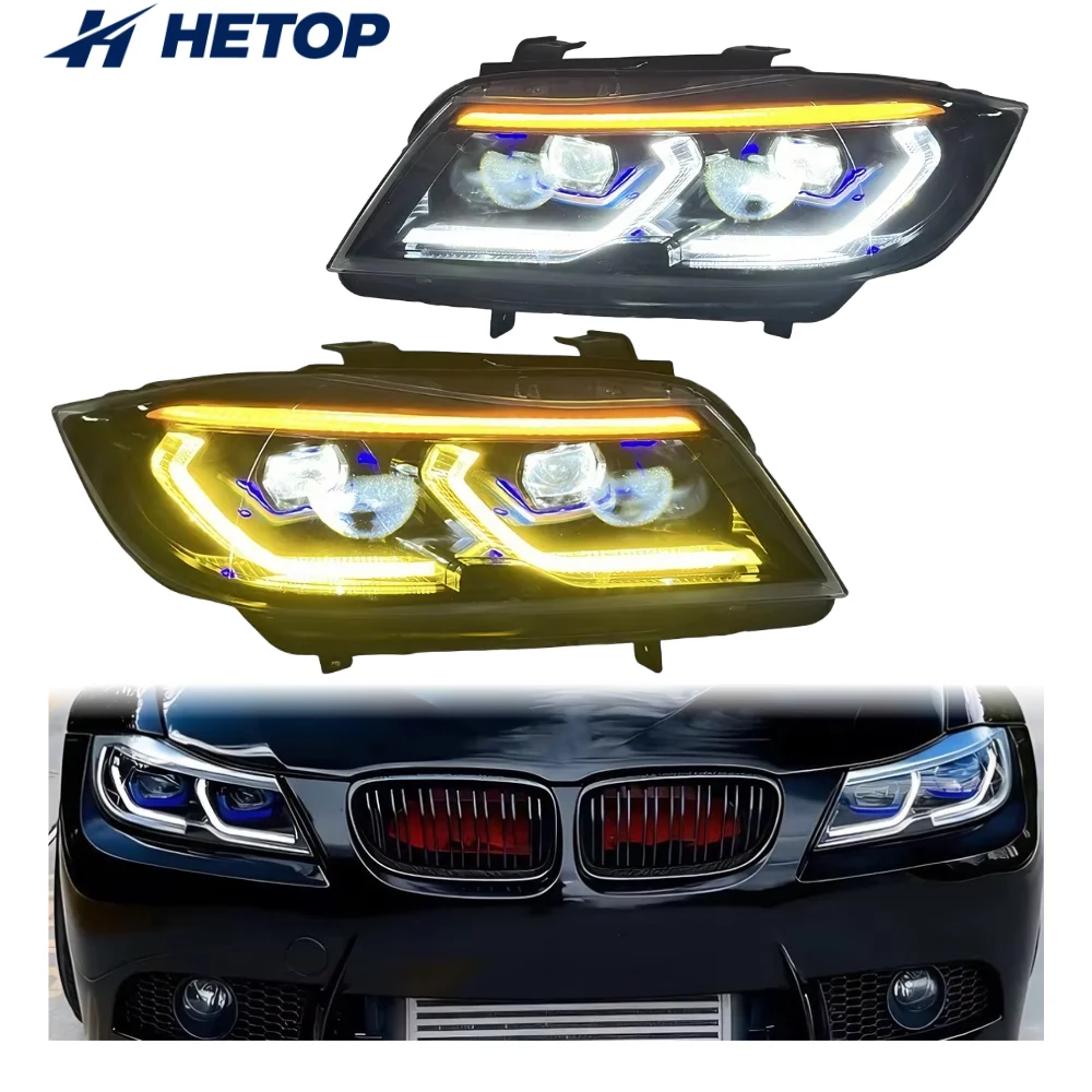 

HETOP E90 2005-2012 Dual Color Auto 3 Series Laser Style V2 V3 LED E91 3-series Drls Yellow White Head Lights for BMW Headlight