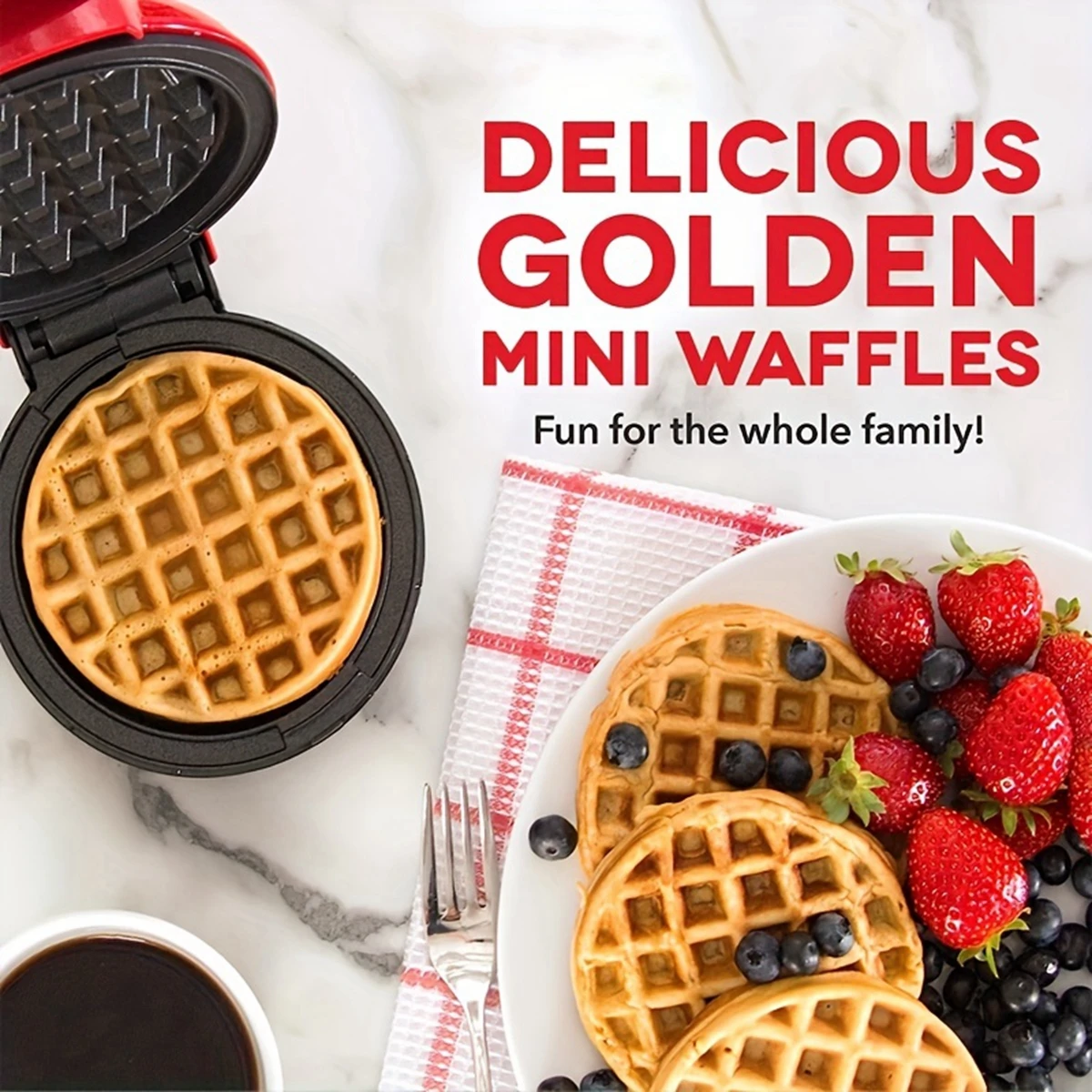 Electric Mini Waffles Maker Machine Kitchen Cooking Appliance for Kids Breakfast Dessert Pot Small Fried Eggs