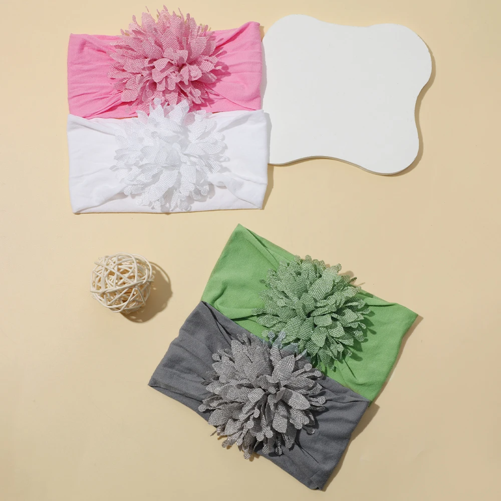 New Nylon Headdress Flower Children's Hair Band Infant Soft Turban Headband Newborn Baby Girl Headwrap Hair Accessories