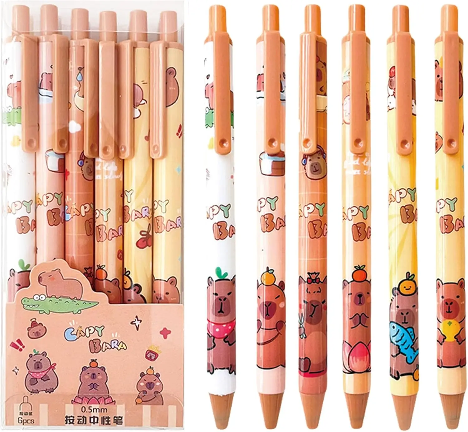 

12 Pcs Cute Capybala Retractable Gel Pens Cartoon Capybala Pen 0.5mm Black Ink Writing Gel Ink Aesthetic Office School Supplies
