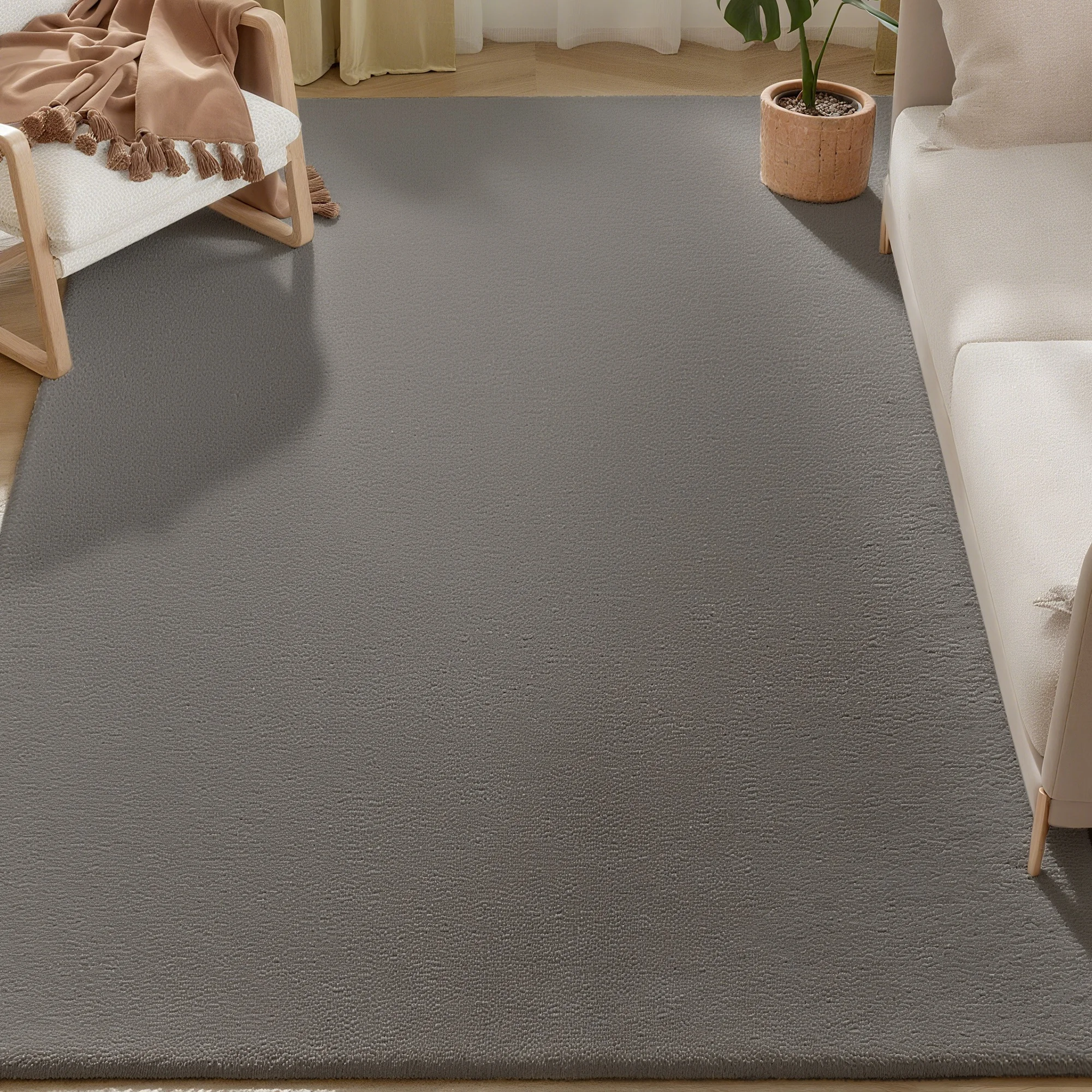 HOMCOM tapijt salon 200x140 cm langharig tapijt, machinewasbaar, antislip, nepbont, voor woonkamer, slaapkamer