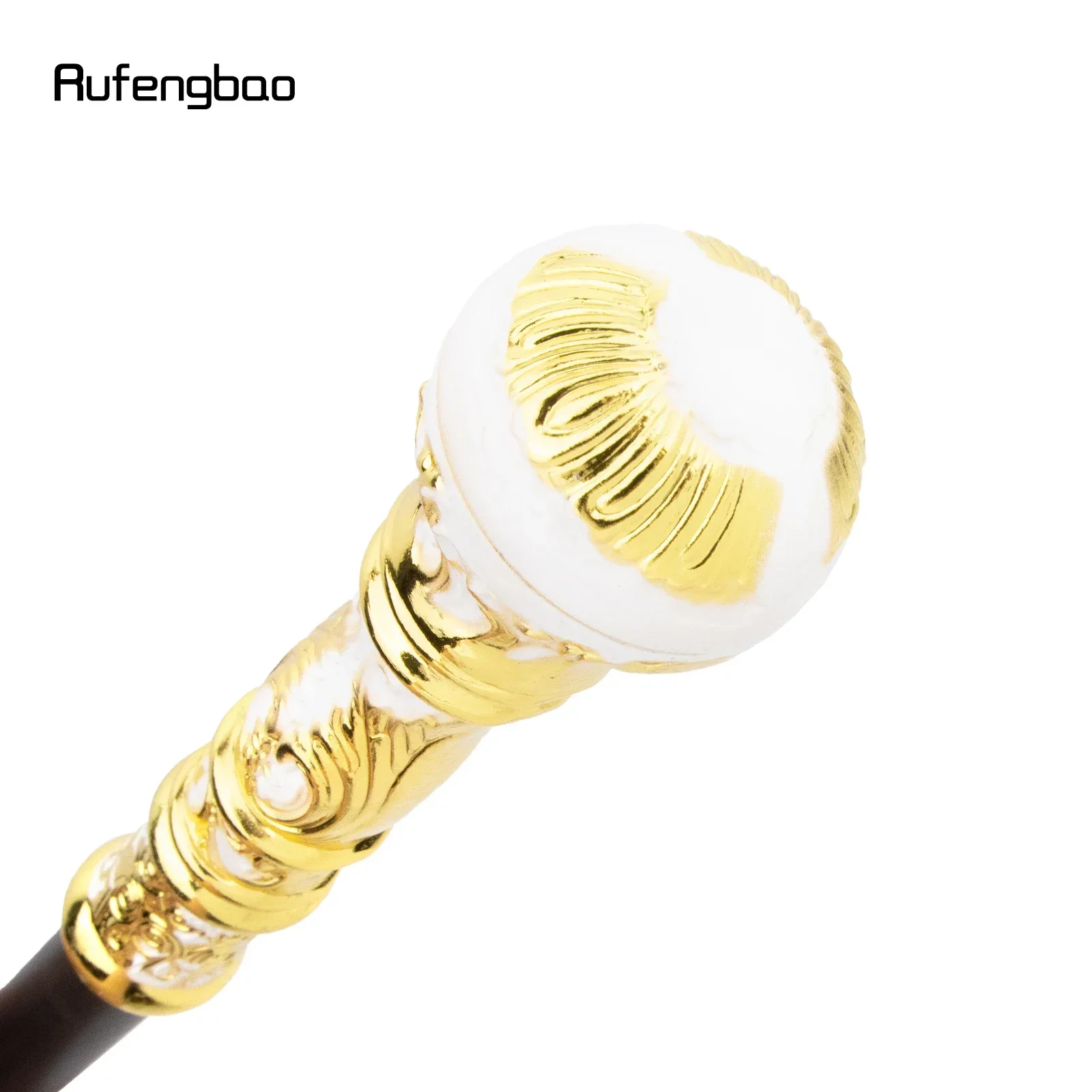 Bastão de moda com alça redonda de luxo, branco dourado, para festa, decorativo, bengala, elegante, botão de crosier, 93cm